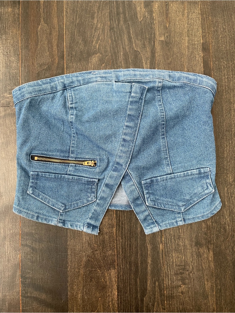 Carmar Light Blue Denim Strapless Tube Top